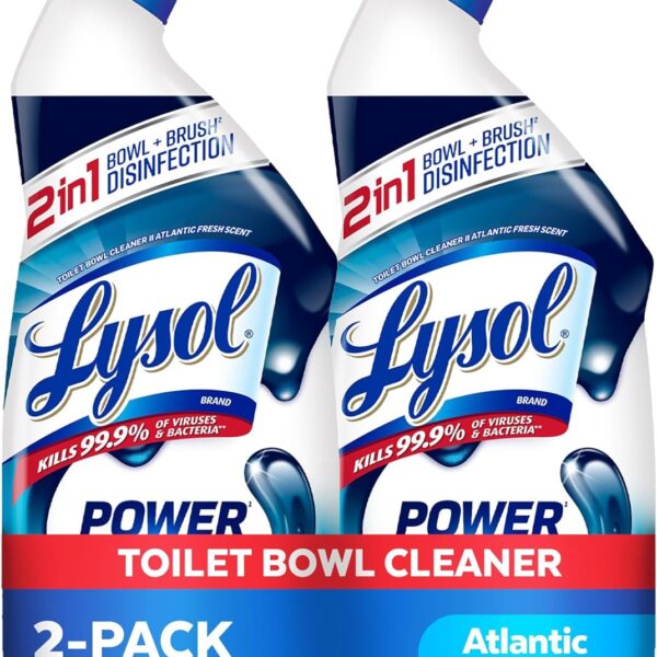Lysol Toilet Bowl Cleaner, Max Strength Bathroom Cleaning Supplies, Toilet Bowl Cleaner Clinging Gel, Home Essential, Instant Stain Removal, Disinfecting and Deodorizing, Bleach Free, 24 oz (2 ct)