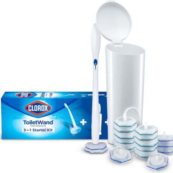 Clorox ToiletWand Disposable Toilet Cleaning System - ToiletWand, Storage Caddy and 6/16 Disinfecting Refill Heads