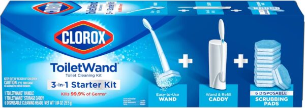 Clorox ToiletWand Disposable Toilet Cleaning System - ToiletWand, Storage Caddy and 6/16 Disinfecting Refill Heads