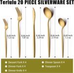 20/40 Piece Gold Silverware Set for 4, Terlulu Stainless Steel Flatware Set, Gold Cutlery Set Utensils Set, Tableware Include Forks Knives Spoons for Home Kitchen Restaurant Wedding, Satin Finish