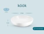 KooK Pasta Bowl, Salad Bowls, Soup, Serving Bowls, Ceramic, Large Capacity, Microwave & Dishwasher Safe, Set of 4, 40 Oz