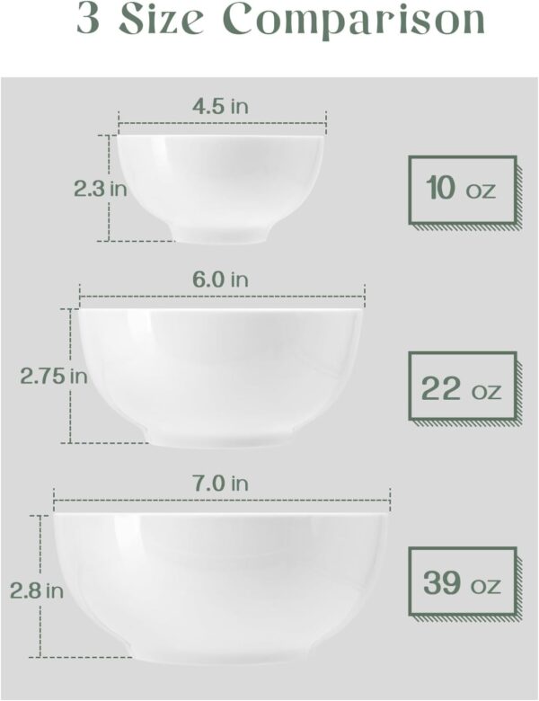 DOWAN 22 OZ White Ceramic Bowls Set of 4 - Perfect for Soup Bowls for Kitchen, Cereal Bowl, Ramen Bowl, Microwave Safe for Oatmeal, Fruit,Salad and Rice Bowl - Dishwasher & Microwave Safe