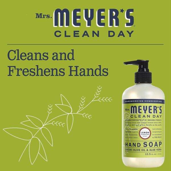 MRS. MEYER'S CLEAN DAY Liquid Hand Soap, Cruelty-Free, and Biodegradable Hand Wash Made with Essential Oils, Lemon Verbena Scent, 12.5 Oz (Pack of 3)