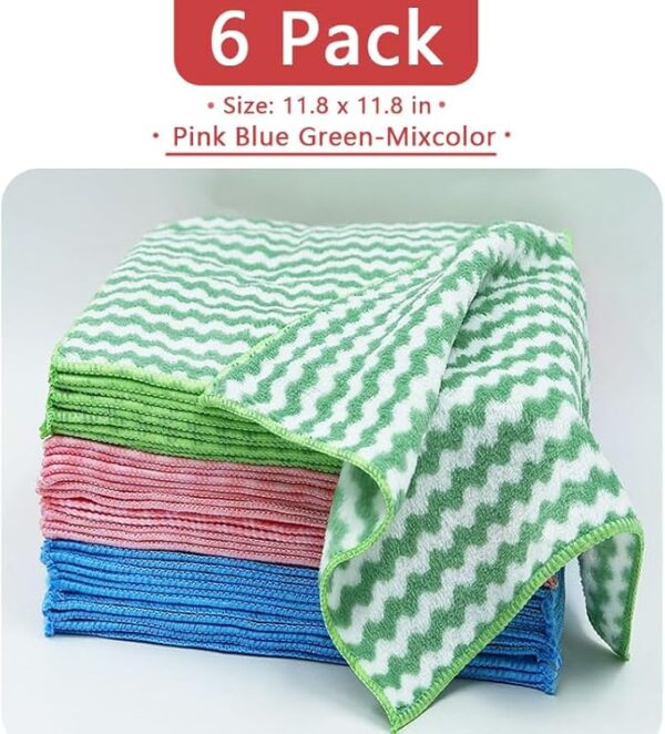Kitchen Dish Towels, 11.8" x 11.8", Ultra Soft Dish Drying Towels, Reusable Microfiber Cleaning Cloth for Kitchen & Home, Streak-Free, Lint-Free (Multicolor)