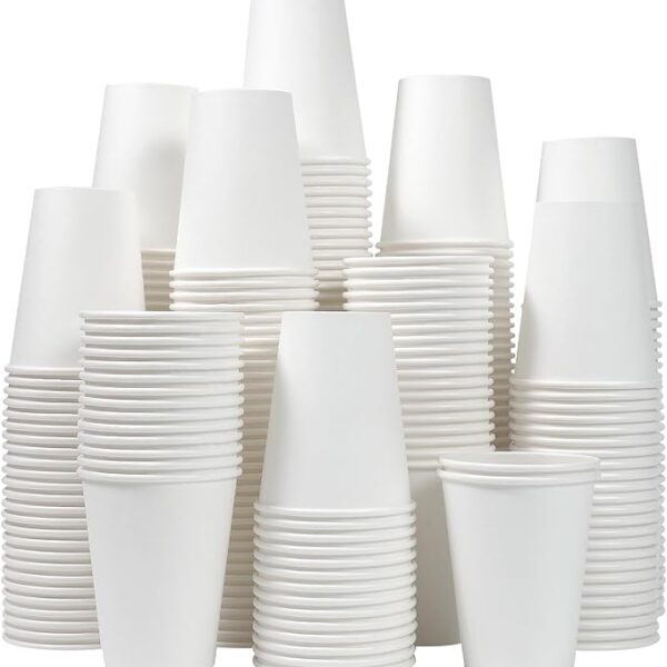 300 Count - 12 oz Paper Coffee Cups, Disposable Coffee Cups 12 oz, Thickened White Paper Cups for Hot or Cold Beverage, Home, Office, Party, Business, Events
