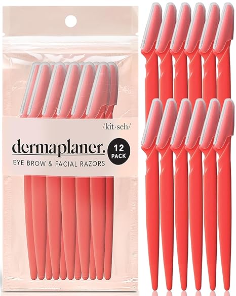 Dermaplaning Tool - Face Razors for Women and Men, Eyebrow Trimmer and Face Shaver, Facial Hair Removal, Facial Razors for Women and Men, Dermaplane Razor - 12pc, Blush