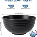 HOTEC Unbreakable Wheat Straw Cereal Bowls - Microwave & Dishwasher Safe Soup and Salad Bowls, Set of 8, 26oz, BPA Free, Black
