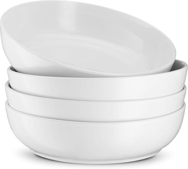 KooK Pasta Bowl, Salad Bowls, Soup, Serving Bowls, Ceramic, Large Capacity, Microwave & Dishwasher Safe, Set of 4, 40 Oz