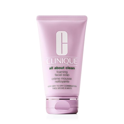 Clinique All About Clean Foaming Face Soap With Hyaluronic Acid + Glycerin For Very Dry to Dry Combination Skin Types, 5 Fl Oz