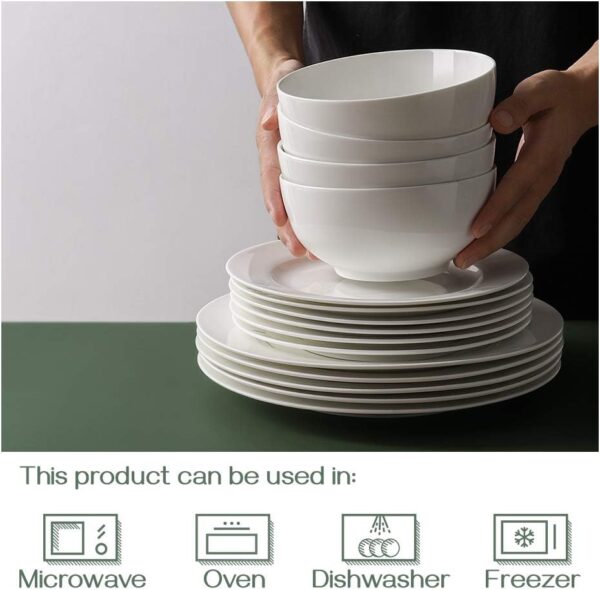 DOWAN 22 OZ White Ceramic Bowls Set of 4 - Perfect for Soup Bowls for Kitchen, Cereal Bowl, Ramen Bowl, Microwave Safe for Oatmeal, Fruit,Salad and Rice Bowl - Dishwasher & Microwave Safe