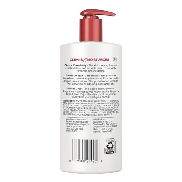 Jergens Extra Moisturizing Hand Soap, Liquid Soap Refill with Jergens Cherry Almond Scent, Hand Wash For Dry Hands, 8.3oz, Pack of 3