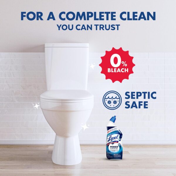 Lysol Toilet Bowl Cleaner, Max Strength Bathroom Cleaning Supplies, Toilet Bowl Cleaner Clinging Gel, Home Essential, Instant Stain Removal, Disinfecting and Deodorizing, Bleach Free, 24 oz (2 ct)
