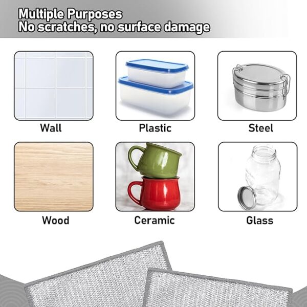 Multi-Purpose Wet and Dry Wire dishcloths, Double-Thickness Steel Wire dishcloths, Premium Metal scouring Pads, for Home, Kitchen, cooktop Sponge Cleaning