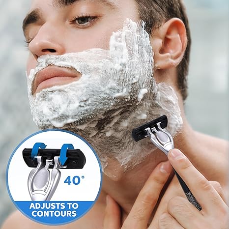 40 Pcs Disposable Men's Razors Set 6-blade Sensitive Skin Refillable Razor Kit for a Comfortable Shave, 2 Handles and 38 Cartridges