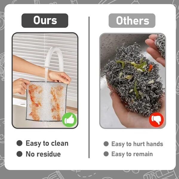 Multi-Purpose Wet and Dry Wire dishcloths, Double-Thickness Steel Wire dishcloths, Premium Metal scouring Pads, for Home, Kitchen, cooktop Sponge Cleaning