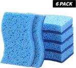 6-Pack Non-Scratch Kitchen Sponges – Durable Dish Sponges for Dishes, Pots, and Pans, Perfect for Cleaning Stainless Steel, Dishwashing, and More, Blue Blue