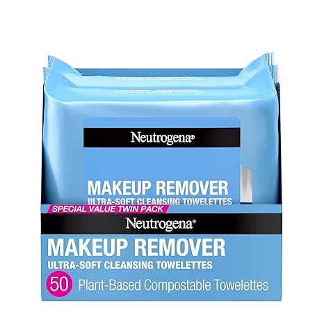 Makeup Remover Wipes, Daily Facial Cleanser Towelettes, Gently Cleanse and Remove Oil & Makeup, Alcohol-Free Makeup Wipes, 2 x 25 ct