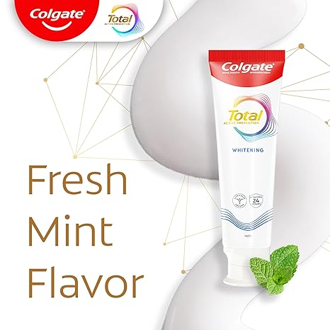 Colgate Total Whitening Toothpaste with Fluoride, 10 Benefits Including Sensitivity Relief and Stain Removal, Mint, 5.1 ounces (4 Pack)