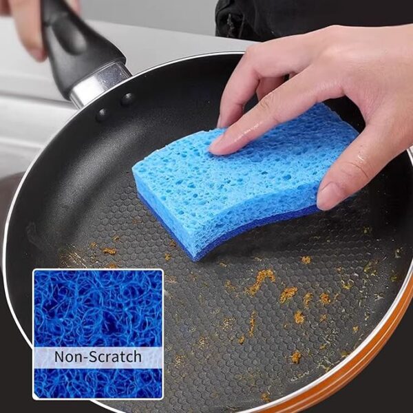 6-Pack Non-Scratch Kitchen Sponges – Durable Dish Sponges for Dishes, Pots, and Pans, Perfect for Cleaning Stainless Steel, Dishwashing, and More, Blue Blue