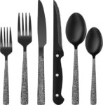 24-Piece Stainless Steel Roman Column Flatware for 4, Food-Grade Tableware Cutlery, Utensil Set for Home Restaurant, Mirror Finish