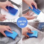6-Pack Non-Scratch Kitchen Sponges – Durable Dish Sponges for Dishes, Pots, and Pans, Perfect for Cleaning Stainless Steel, Dishwashing, and More, Blue Blue