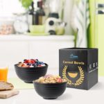 HOTEC Unbreakable Wheat Straw Cereal Bowls - Microwave & Dishwasher Safe Soup and Salad Bowls, Set of 8, 26oz, BPA Free, Black