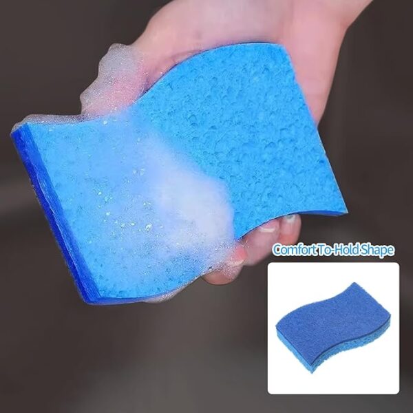 6-Pack Non-Scratch Kitchen Sponges – Durable Dish Sponges for Dishes, Pots, and Pans, Perfect for Cleaning Stainless Steel, Dishwashing, and More, Blue Blue