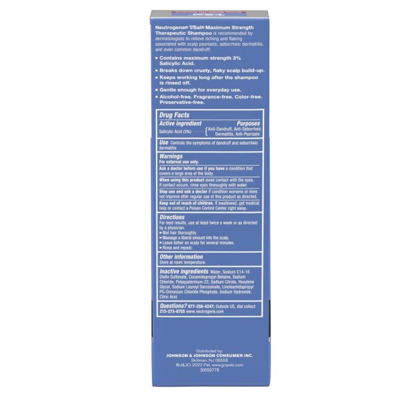 Neutrogena T/Sal Therapeutic Shampoo for Scalp Build-Up Control with Salicylic Acid, Scalp Treatment for Dandruff, Scalp Psoriasis & Seborrheic Dermatitis Relief, 4.5 fl. oz