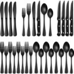 24-Piece Stainless Steel Roman Column Flatware for 4, Food-Grade Tableware Cutlery, Utensil Set for Home Restaurant, Mirror Finish