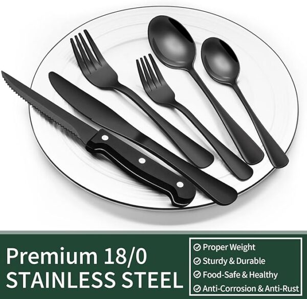 24-Piece Stainless Steel Roman Column Flatware for 4, Food-Grade Tableware Cutlery, Utensil Set for Home Restaurant, Mirror Finish