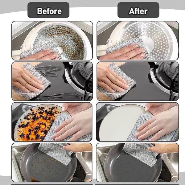 Multi-Purpose Wet and Dry Wire dishcloths, Double-Thickness Steel Wire dishcloths, Premium Metal scouring Pads, for Home, Kitchen, cooktop Sponge Cleaning