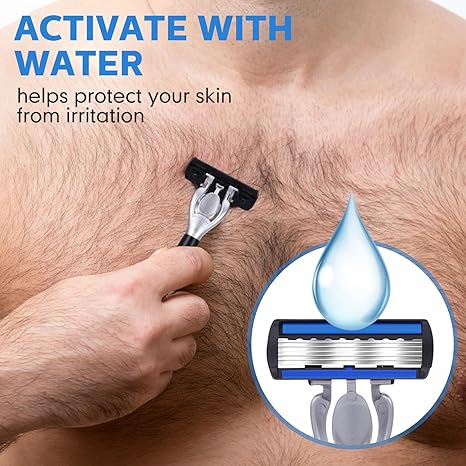 40 Pcs Disposable Men's Razors Set 6-blade Sensitive Skin Refillable Razor Kit for a Comfortable Shave, 2 Handles and 38 Cartridges