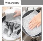 Multi-Purpose Wet and Dry Wire dishcloths, Double-Thickness Steel Wire dishcloths, Premium Metal scouring Pads, for Home, Kitchen, cooktop Sponge Cleaning
