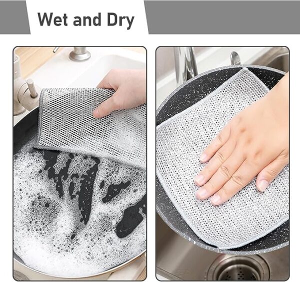 Multi-Purpose Wet and Dry Wire dishcloths, Double-Thickness Steel Wire dishcloths, Premium Metal scouring Pads, for Home, Kitchen, cooktop Sponge Cleaning