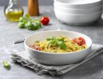 KooK Pasta Bowl, Salad Bowls, Soup, Serving Bowls, Ceramic, Large Capacity, Microwave & Dishwasher Safe, Set of 4, 40 Oz