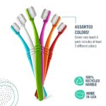 Preserve Eco Friendly Adult Toothbrushes, Made in The USA from Recycled Plastic, Lightweight Package, Ultra Soft Bristles, Colors Vary, 6 Pack