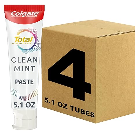 Colgate Total Whitening Toothpaste with Fluoride, 10 Benefits Including Sensitivity Relief and Stain Removal, Mint, 5.1 ounces (4 Pack)