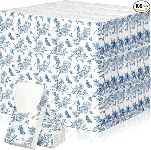 Therwen 100 Pack Pocket Tissues Travel Packs Bulk 1000 Sheet Mini Tissues Bulk 3 Ply Small Travel Size Paper Individual Pocket Size