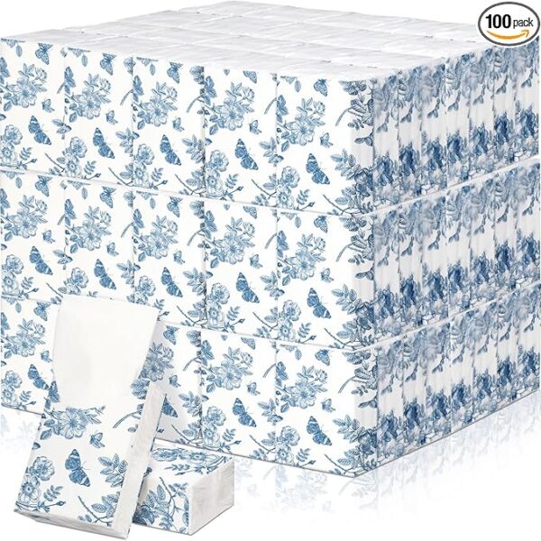 Therwen 100 Pack Pocket Tissues Travel Packs Bulk 1000 Sheet Mini Tissues Bulk 3 Ply Small Travel Size Paper Individual Pocket Size