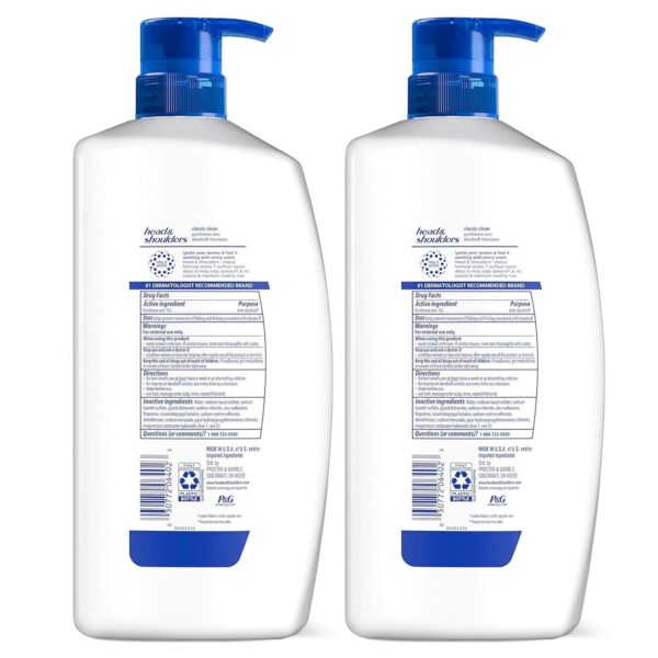 Head & Shoulders Classic Clean Dandruff Shampoo Twin Pack, Anti-Dandruff Daily Use, Paraben-Free, Color-Safe, 32.1 Fl Oz Each