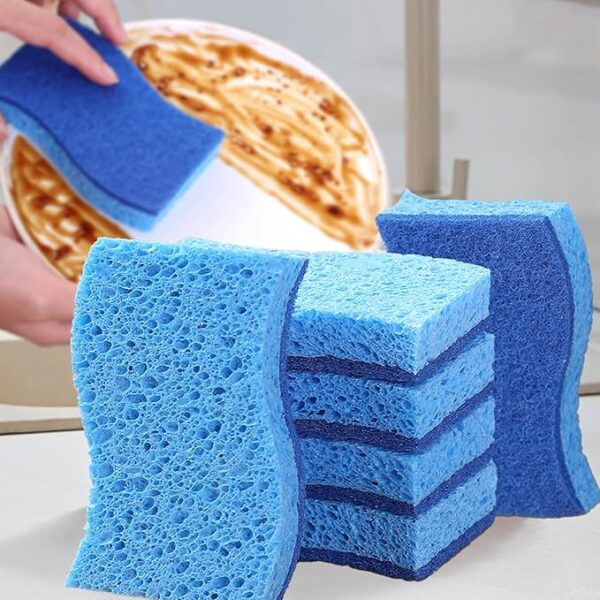 6-Pack Non-Scratch Kitchen Sponges – Durable Dish Sponges for Dishes, Pots, and Pans, Perfect for Cleaning Stainless Steel, Dishwashing, and More, Blue Blue